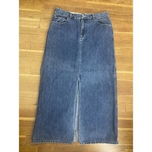 Gap 90s VTG Denim Maxi Skirt Front Slit Medium Wash Women 10 (31x35) 100% Cotton